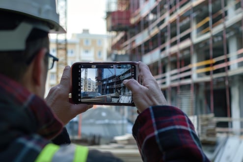 Construction company filming an active jobsite for marketing video